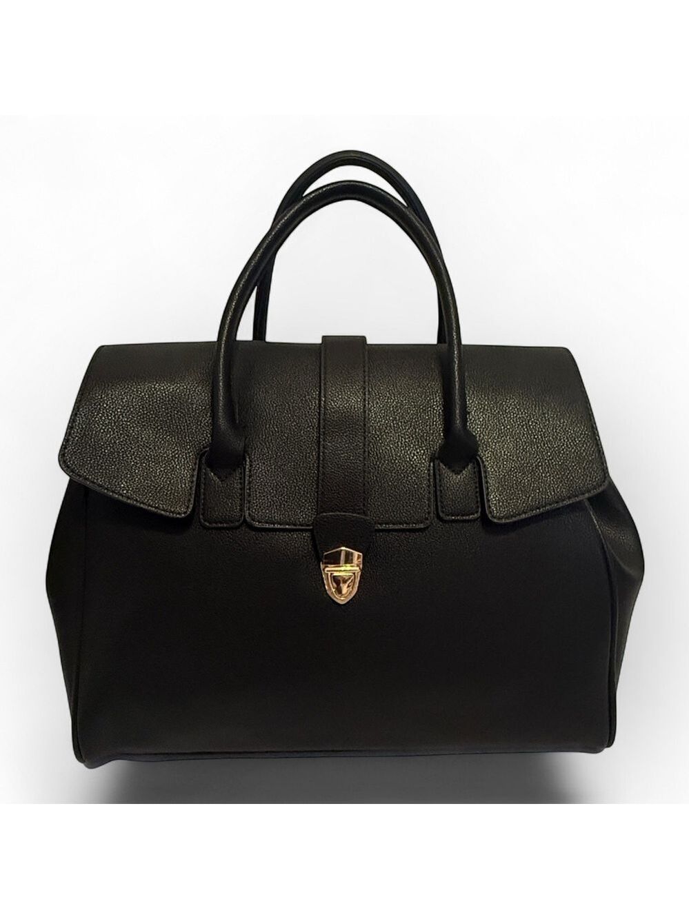 Black Faux Leather XLStructured Tote Travel Bag |  NWT